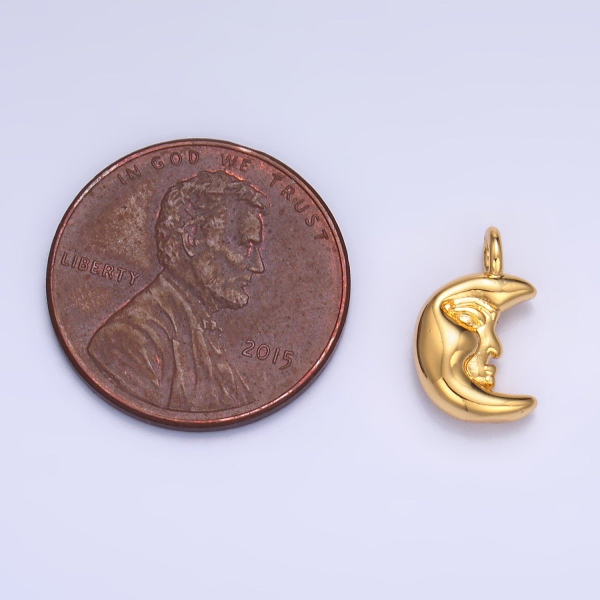 24K Gold Filled Celestial Crescent Moon Face Charm — Gold & Silver | Celestial Jewelry Finding
