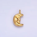 24K Gold Filled Celestial Crescent Moon Face Charm — Gold & Silver | Celestial Jewelry Finding