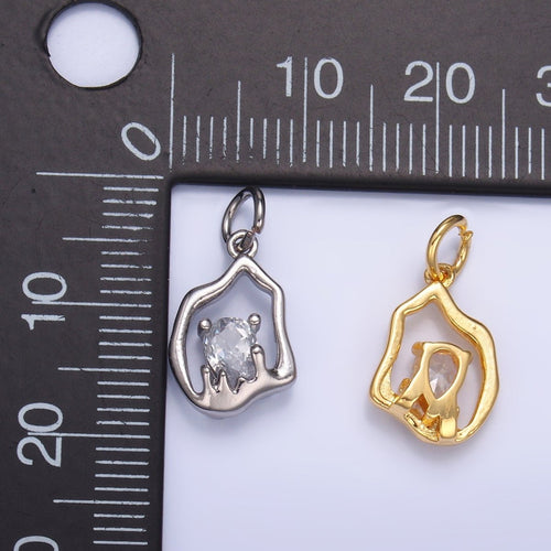 24K Gold Filled Clear CZ Molten Charm — Gold & Silver | Hypoallergenic Jewelry Finding
