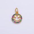 24K Gold Filled Multicolor CZ Smiley Face Charm — Gold & Silver | Hypoallergenic Jewelry Finding