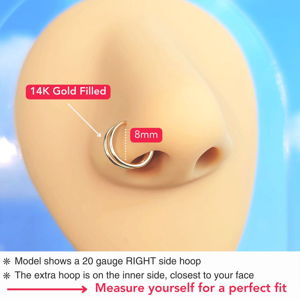 925 Sterling Silver Double Hoop Spiral Nose Ring | Hypoallergenic Nose Piercing Jewelry