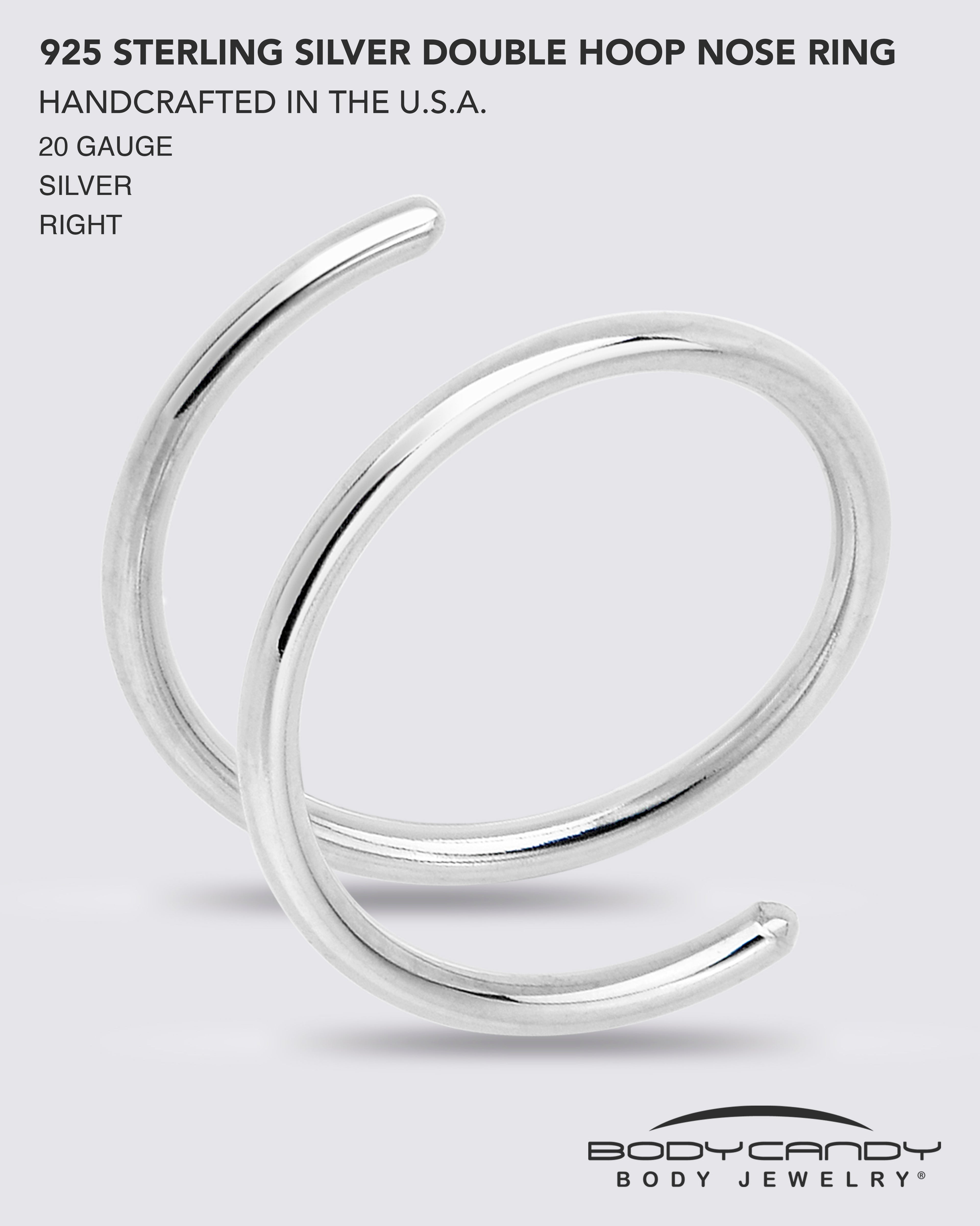 925 Sterling Silver Double Hoop Spiral Nose Ring | Hypoallergenic Nose Piercing Jewelry