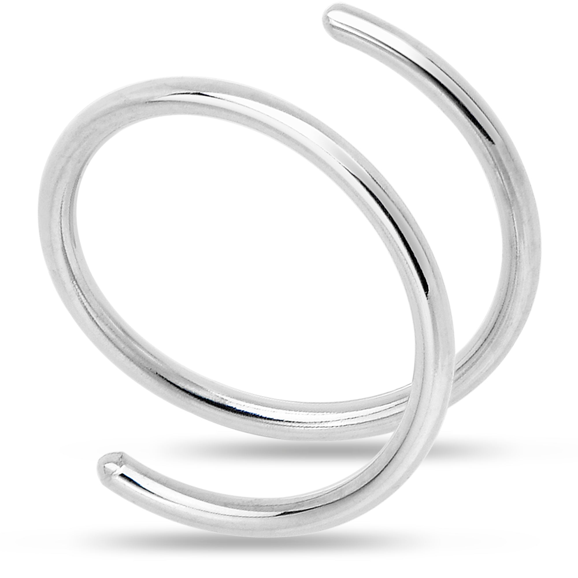 925 Sterling Silver Double Hoop Spiral Nose Ring | Hypoallergenic Nose Piercing Jewelry