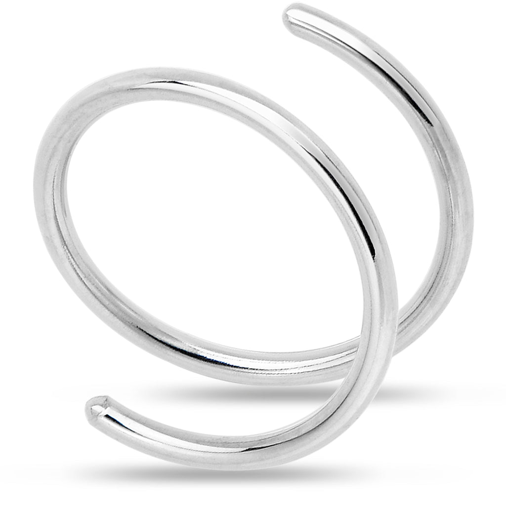 925 Sterling Silver Double Hoop Spiral Nose Ring | Hypoallergenic Nose Piercing Jewelry