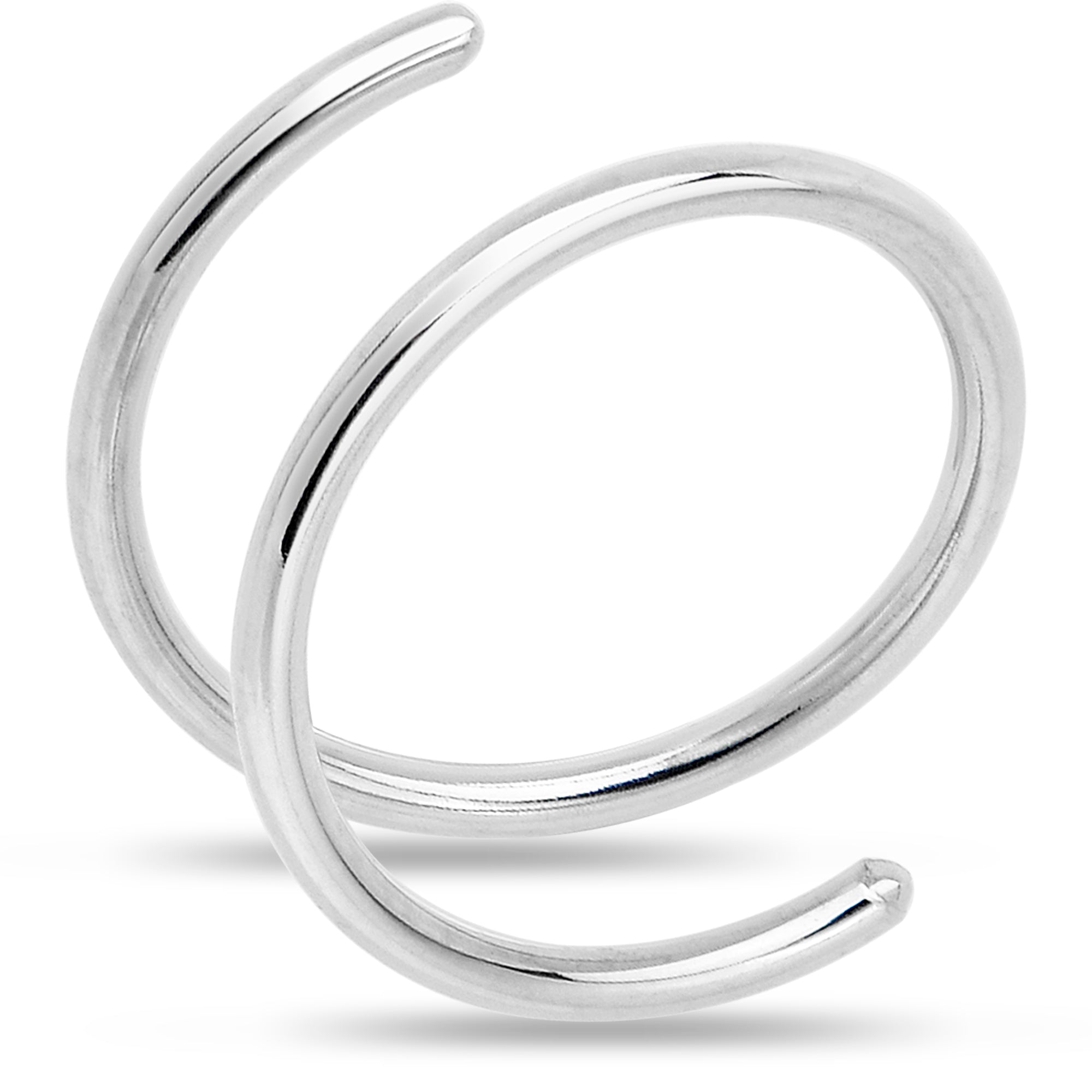 925 Sterling Silver Double Hoop Spiral Nose Ring | Hypoallergenic Nose Piercing Jewelry